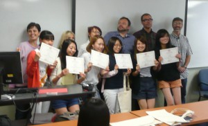 現地24日目(9月3日) ユタ大学ELI (English Language Institute) での授業最終日に クラスメートとの「お別れ会」があり「修了証」をもらう。